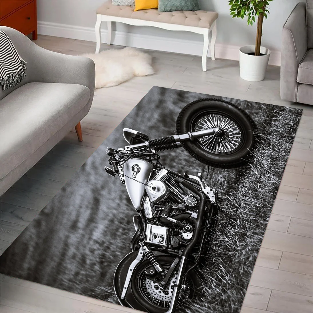 

Motocycle Non-Slip Rug Area Rug 3D Print Flannel Room Floor Carpet For Living Room Bedroom Home Decorative Crapet Room Decor