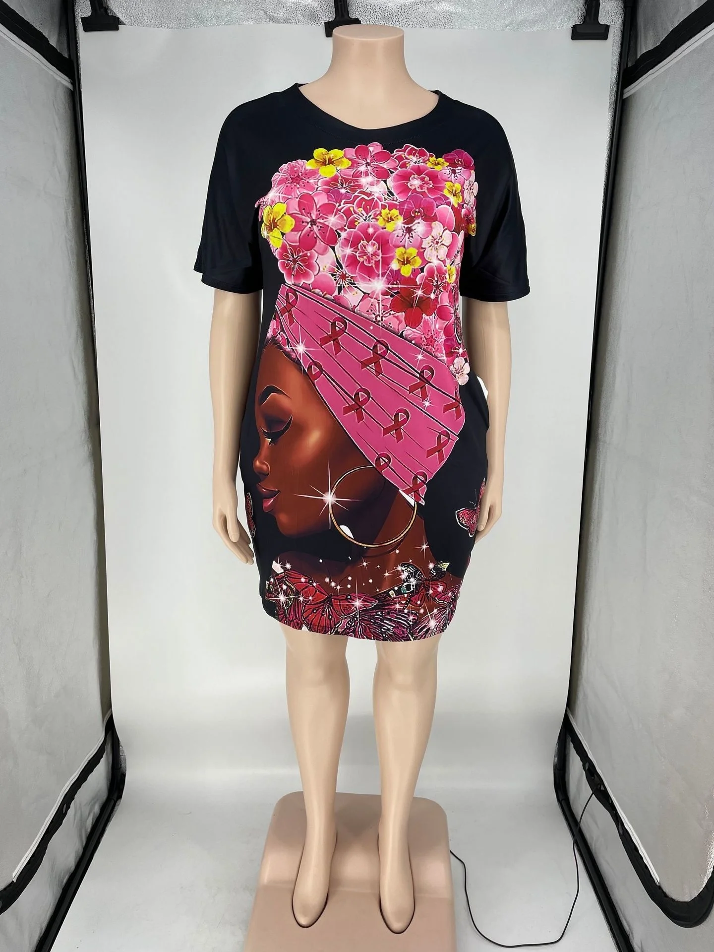 Plus Size Summer Clothes Casual Women Dress Loose Fashion Printed Knee Length Midi Dresses with Pockets Whole 3xl 4xl 5xl 6xl
