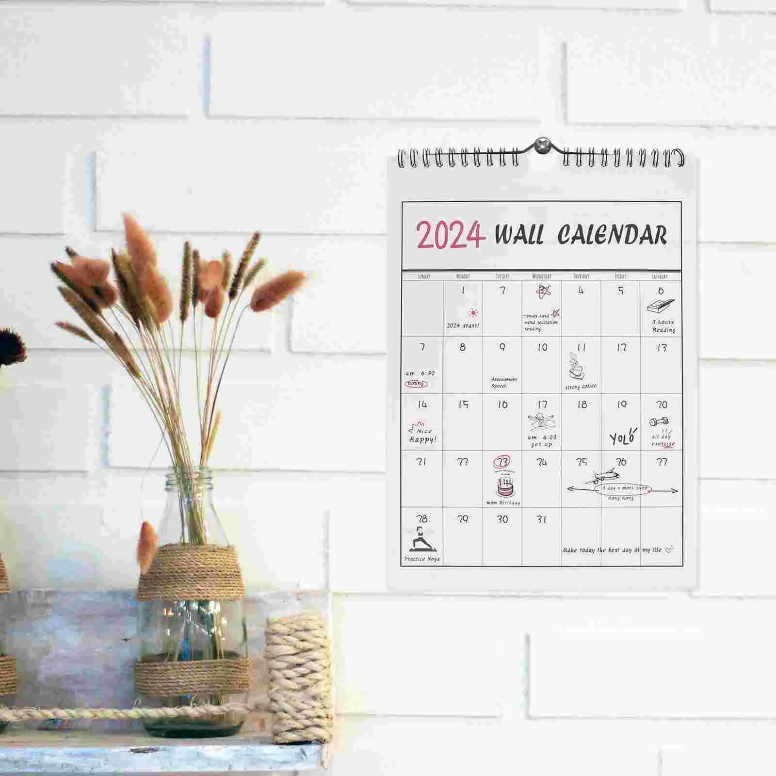 

Wall Calendar Room Hanging Planner Holiday Monthly Countdown Daily Use Paper Home Work Household Appointment