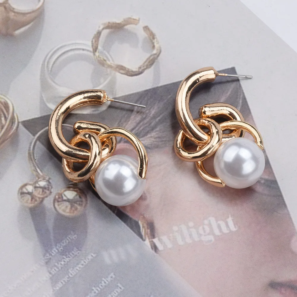 Новинка 2024 Модные металлические серьги ZA с искусственным жемчугом бижутерия из