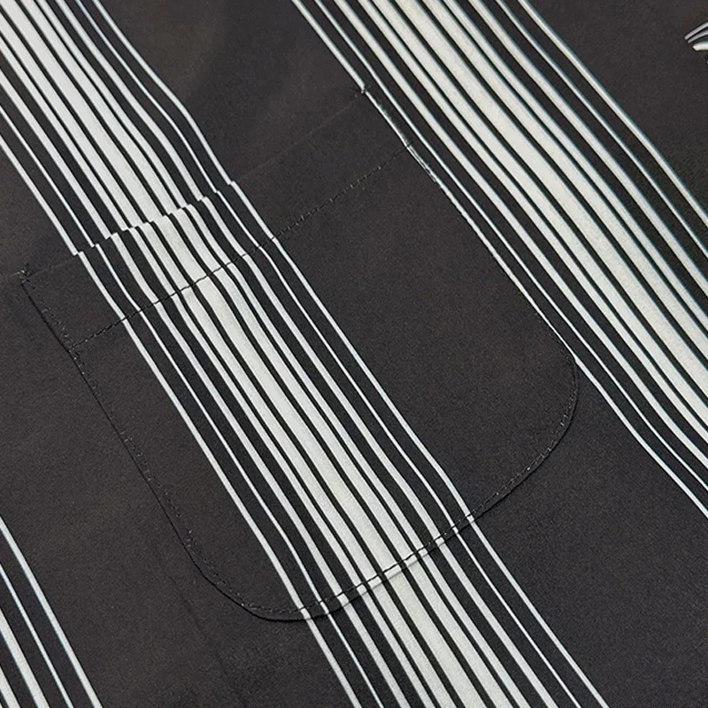 25SS Полосатая рубашка для мужчин и женщин повседневная модная свободная черная
