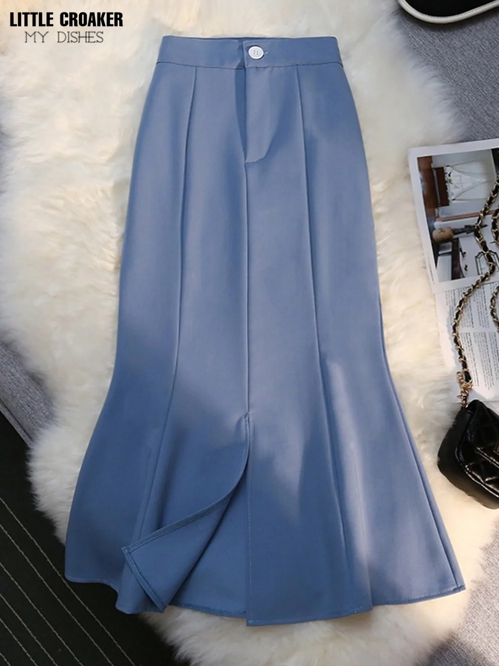

Elegant Long Skirt for Women 2022 New Spring Summer Causal Korean Fashion Midi Work Trumpet Pencil Skirts Black Blue Clothes