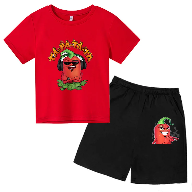 

Детские хлопковые футболки Merch Edison Perec Chilli популярный повседневный комплект одежды для всей семьи модные топы с принтом перца для мальчиков ...