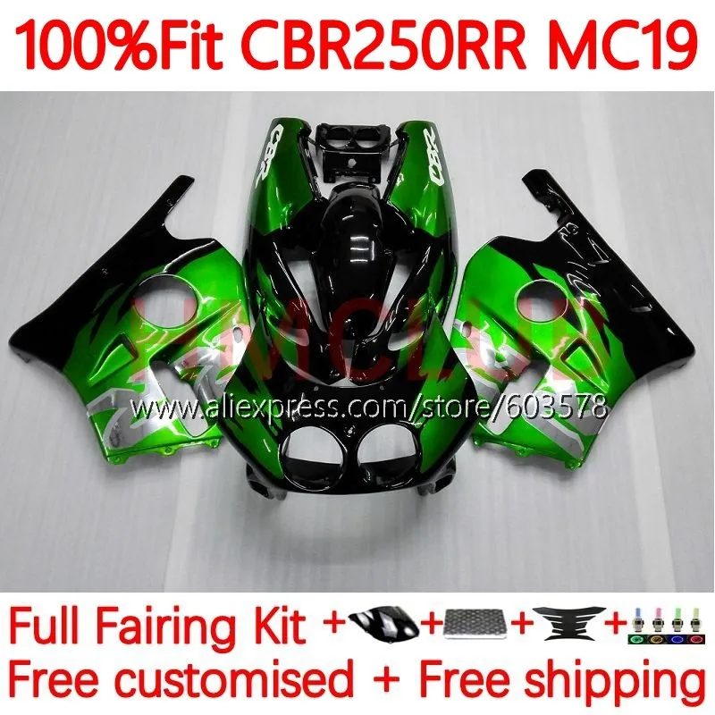 

Корпус OEM для HONDA CBR 250RR 250CC CBR250RR CBR 250 RR CC MC19 1988 1989 CBR250 RR 88 89, обтекатель для впрыска 127No.2, зеленый, в наличии