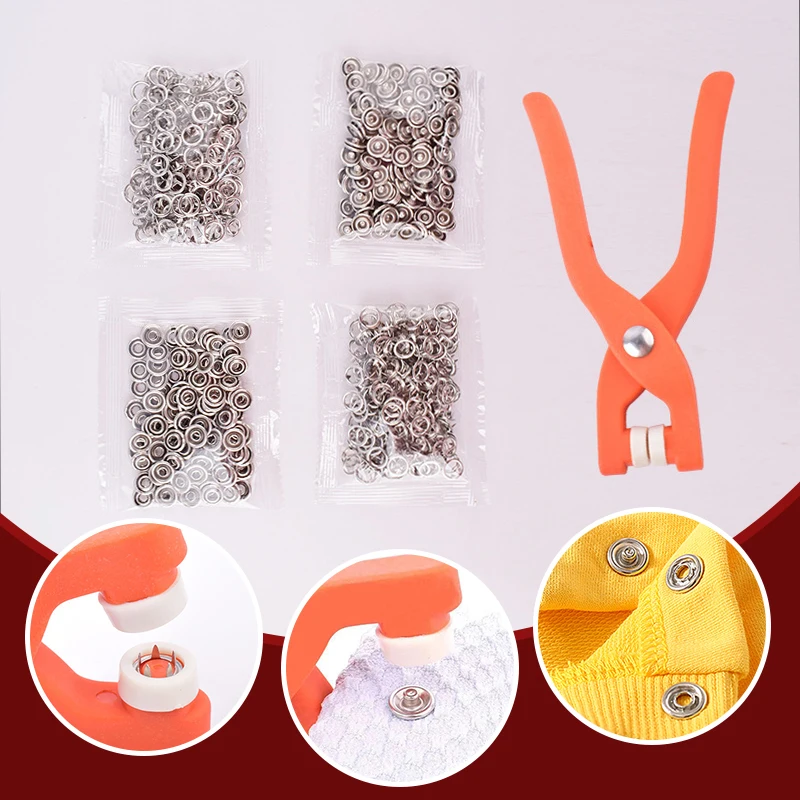 

Plier Tool+50/100 Set Metal Sewing Buttons Hollow Solid Five-claw Buckle Metal Snap Buttons for Installing Clothes DIY Craft