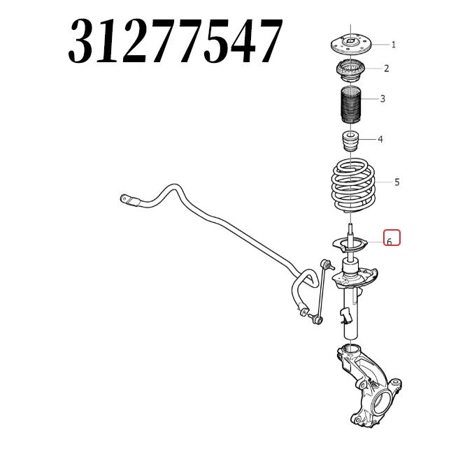 Для Volvo S60 V60 Xc60 S80l 31277547 Передняя Противоударная пружинная подушка Подходит для