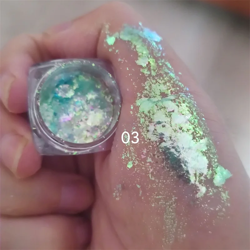 

1 Box Shiny Mermaid Opal Powder Nail Glitter Aurora Chameleon Yuki Rainbox Nail Sequins Powder Unicorn Mirror Aurora Opal Powder