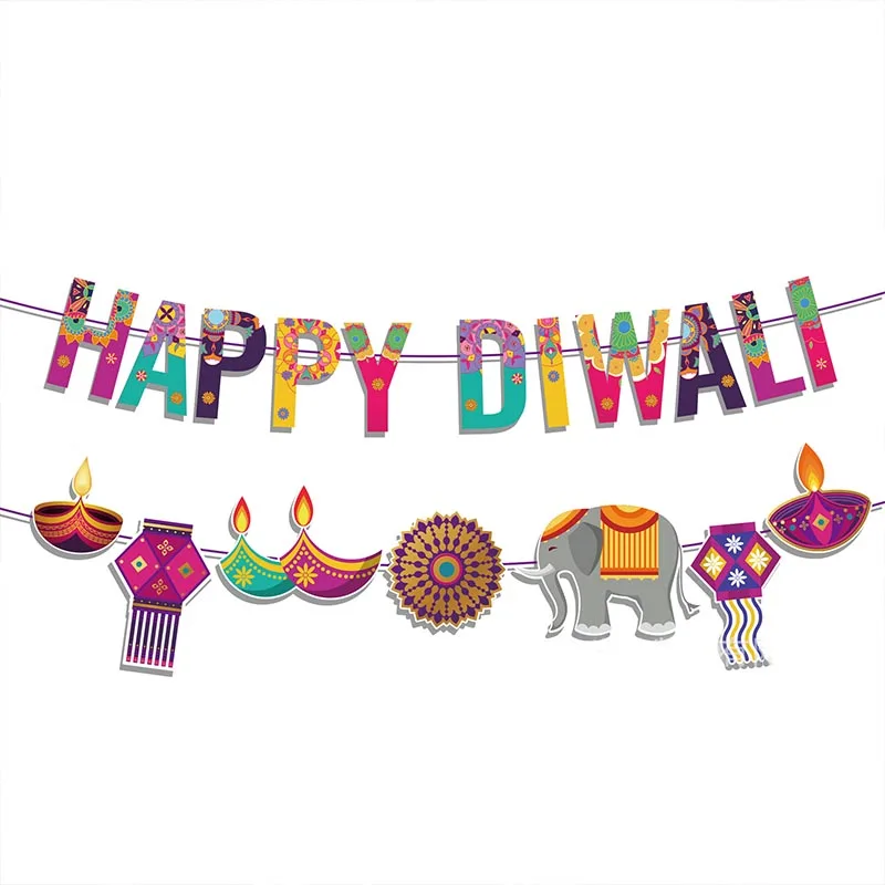 

2023 Diwali Festival Banners Lantern Festival Decoration Hanukkah Party Ornament Triangle Flags Hanging Demon Slaying Festival