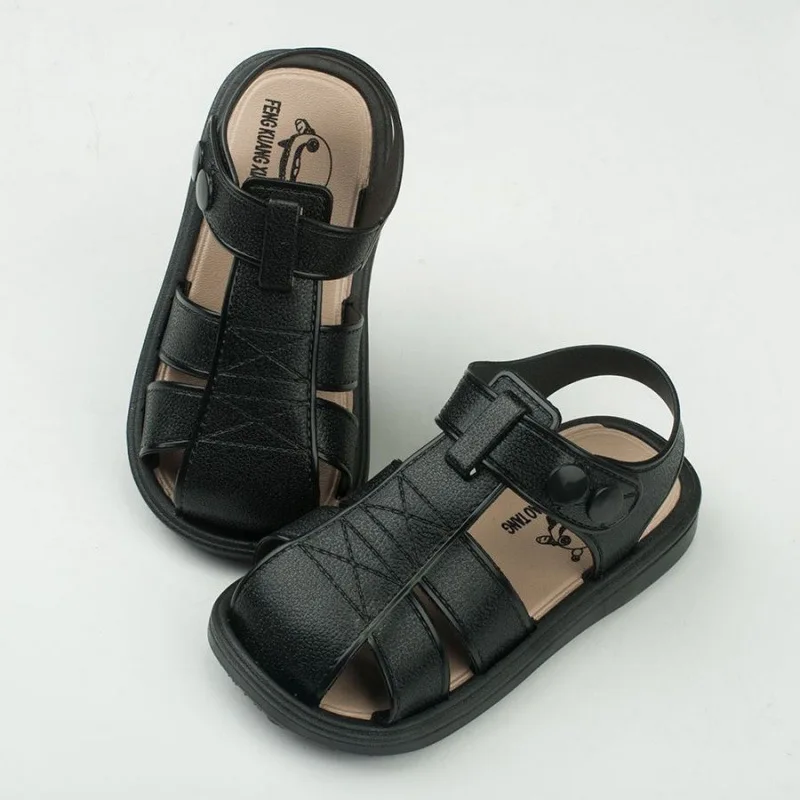 2022 Summer Girls Sandals Toddlers Basic Kids Shoes Flats Baby Anti-Slippery Casual Shoes for Child Leather Shoes Black