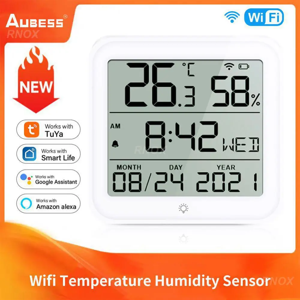 

Voice Control Hygrometer Thermometer Remote Control Tuya Wifi Support Alexa Google Home Smart Home Indoor Indoor Hygrometer Tuya