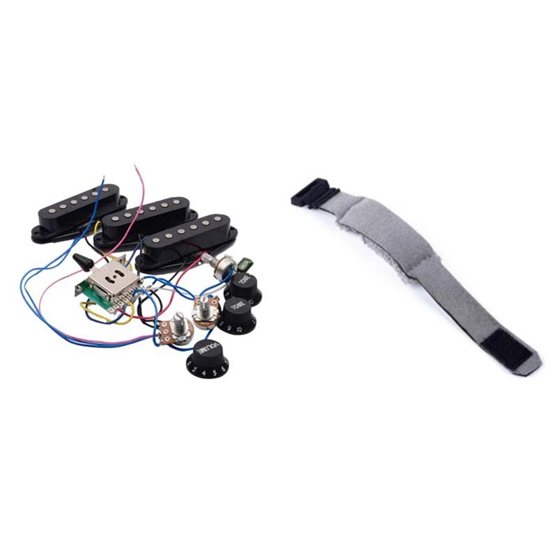 

Electric Guitar Pickup Wiring Harness Prewired 5-Way Switch SSS Pickup & Guitar Fret Strings Mute Dampeners Muter Wraps