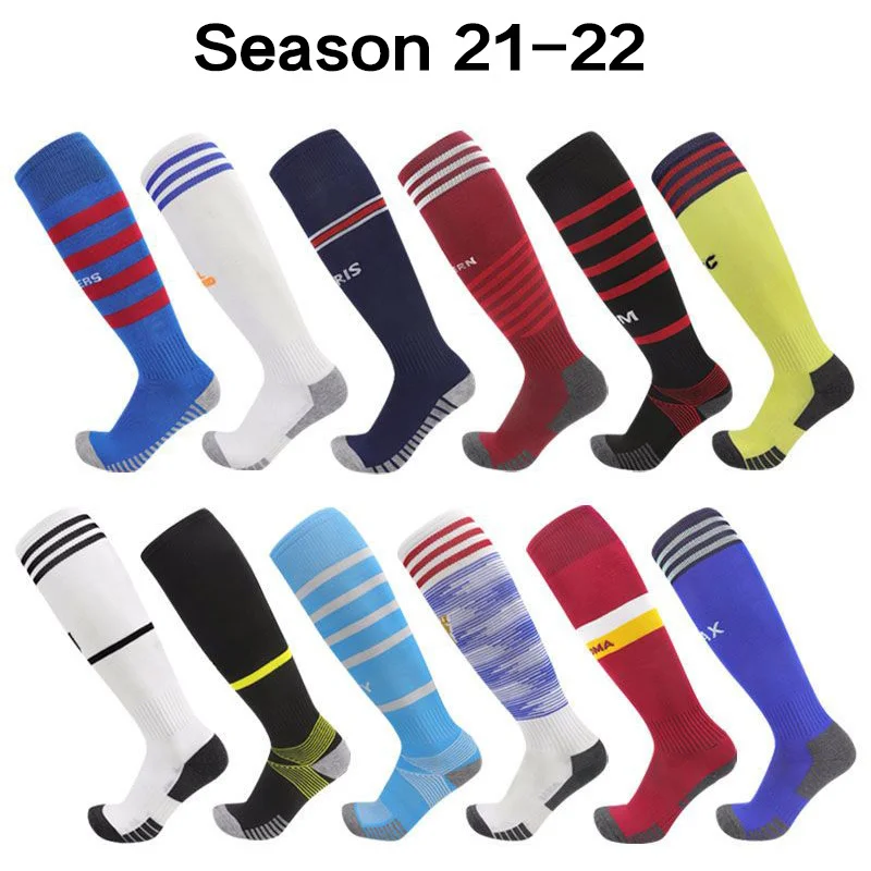 

Socks Club 2023 Europe Soccer Adults Kids Breathable Thicken Sports High Knee Professional Football Non-Slip Long Stocking Socks