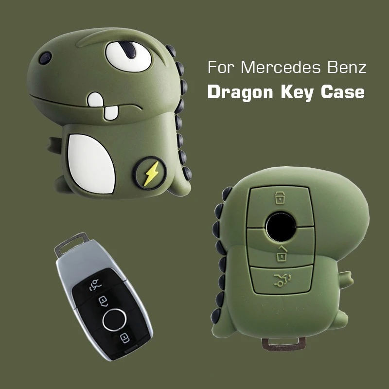 

2021 Cute Dragon Car Key Case Cover For Mercedes Benz A B G S E C Class W205 W213 C217 W177 W221 W177 W205 W213 Accessories