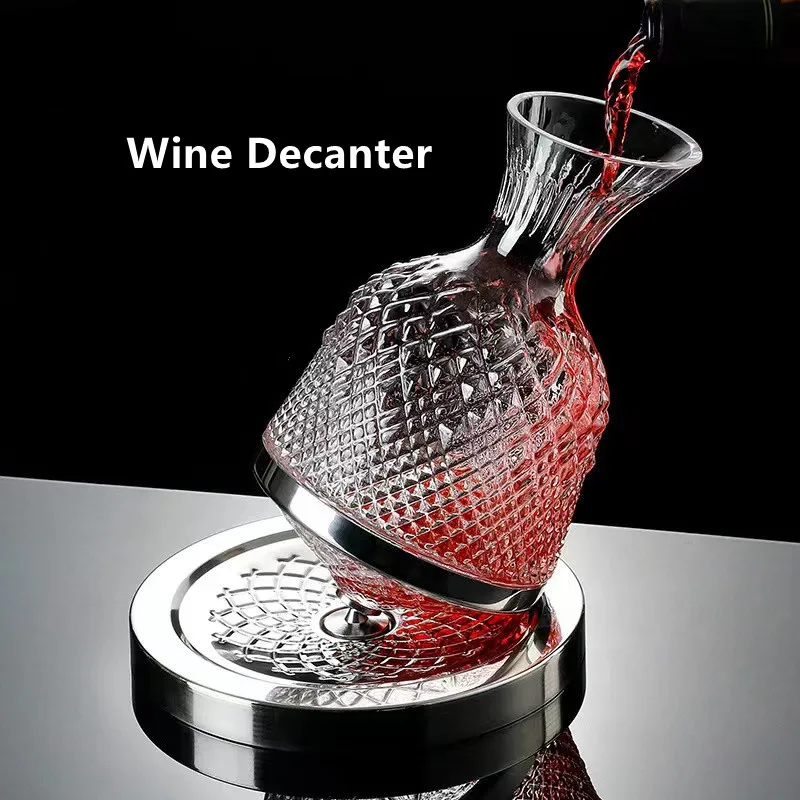 

1500ML 360 Rotating Wine Decanter Tumbler Design Dispenser Crystal Glass Wine Aerator Mirror Jug Gift Bar Decor Art Glassware