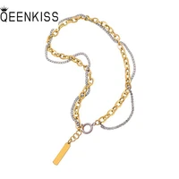 qeenkiss nc8148 fine jewelry wholesale fashion womangirl partybirthday wedding gift aaa zircon titanium stainless steel necklace