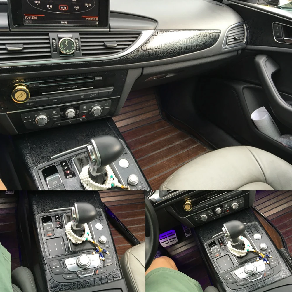 3D/5D Carbon Fiber Car Interior Center Console Cover Color Change Molding Sticker Decals For Audi A6 C7 2012-2018
