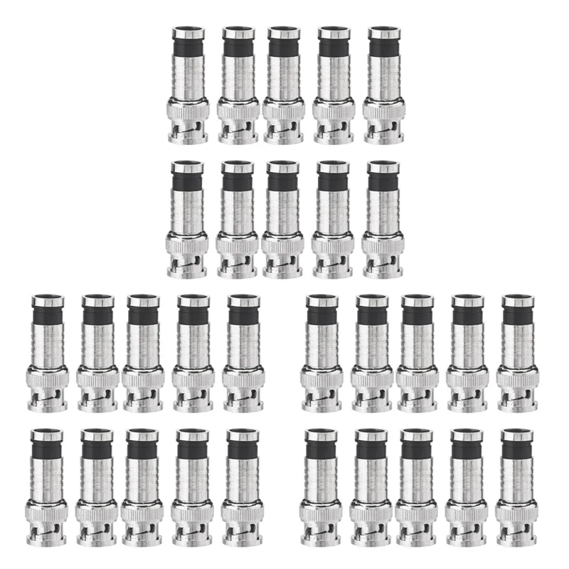 

30 Pcs BNC Compression Connector For Coax RG59 Cable CCTV Cameras