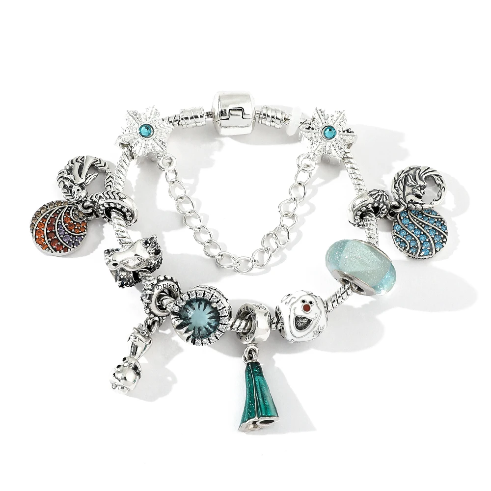 

Movie Frozen Bracelet Designer Charms Jewelry Crystal Bracciali Donna Luxury Silver Plated Bangles Jewelry Gifts
