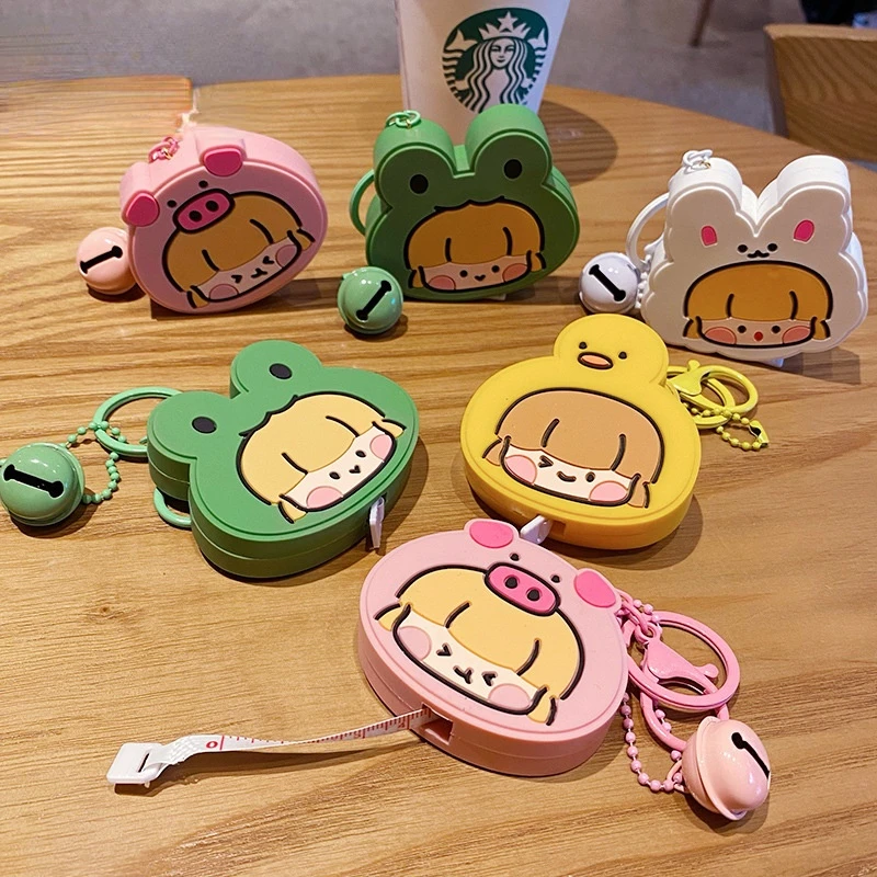 Маленькая свежая мини мультяшная фиксированная рулетка милая и портативная измерительная лента 100 см пластиковая рулетка Милая мультяшная...