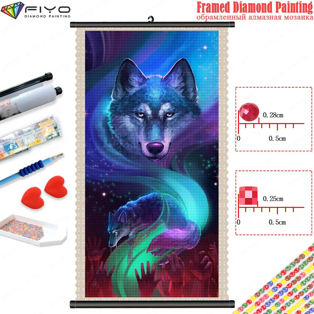 

Набор для алмазной вышивки «волк», картина в рамке с изображением животных, мозаика с прокруткой, наборы для вышивки крестиком, картина для ...