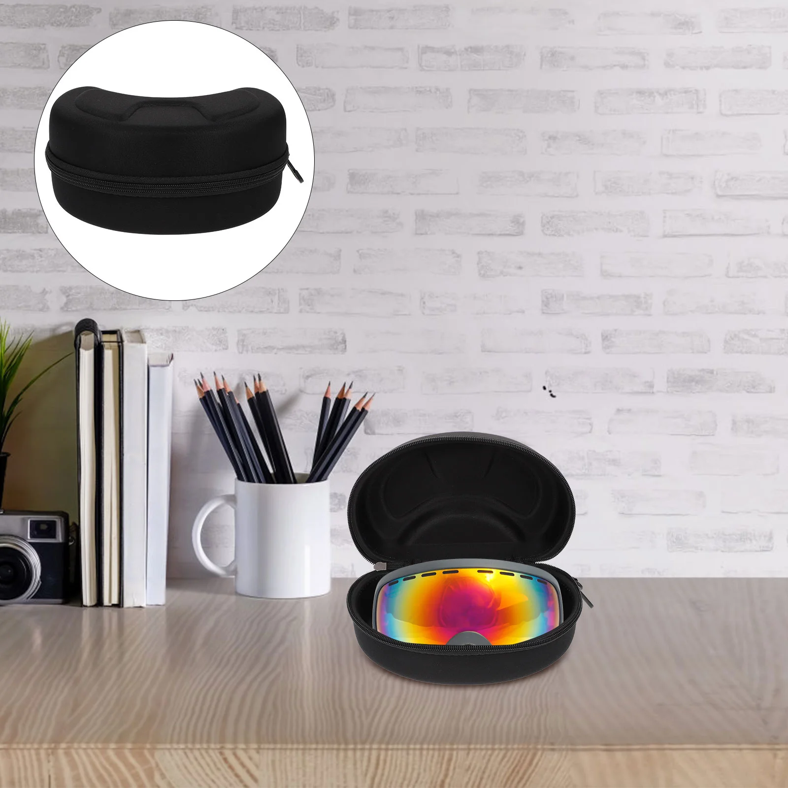 

Sunglasses Case with Carabiner: Hard EVA Shockproof Glasses Case Travel Zipper Eyeglasses Storage Holder Bag