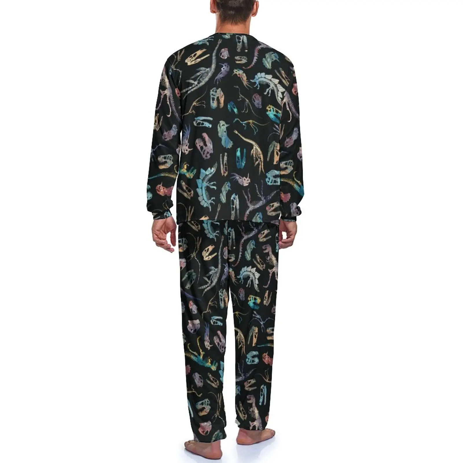 Пижама ископаемая в готическом стиле мужская теплая с каркасами и черепами