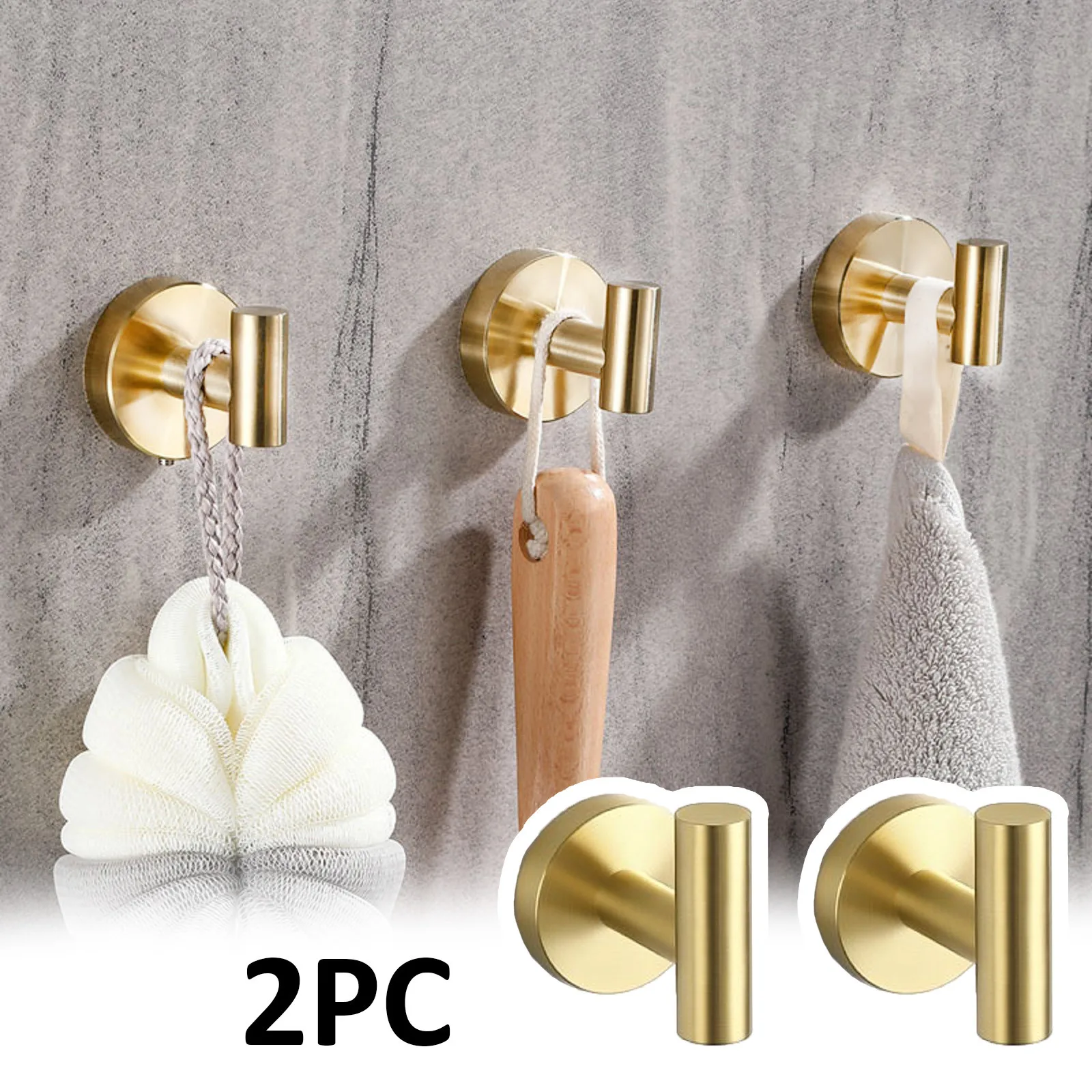Bathroom Brushed Gold Coat Hook Stainless Steel Single Towel/bathrobe Hook Bathroom Kitchen Contemporary Hotel Wall-mounted