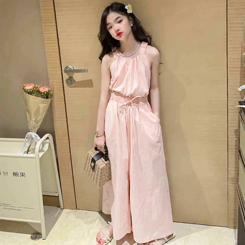 Спортивный костюм для девочек-подростков топ с принцессой и брюки широкими