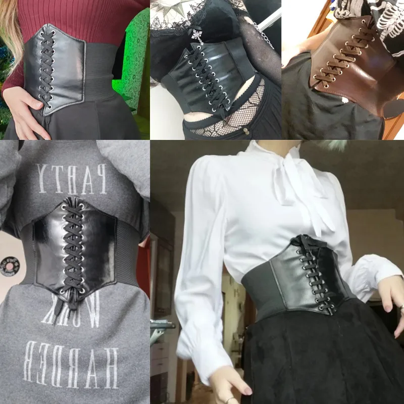 Retro Simple Leather Pu Lace Up Women's Court Waist Elastic Wide Waist Closure Decorative Fashion Belt dress belt 3 Retro Simple Leather Pu Lace Up Women's Court Waist Elastic Wide Waist Closure Decorative Fashion Belt dress belt 3
