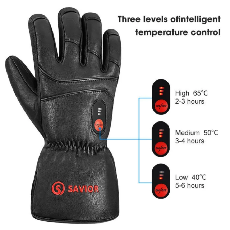 Winter Guantes Moto Rechargeable Electric Heated Gloves Women Ski Sports Glove Termicos Hombre Thermal With Battery Leather