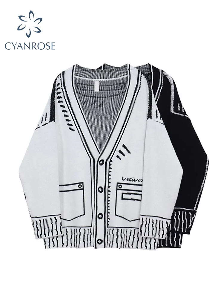 

Cardigan Sweater Women's Autumn And Winter Single Breasted Long Sleeve V Neck Knitted Jacket Coat Fashion Oversized Sweater Tops