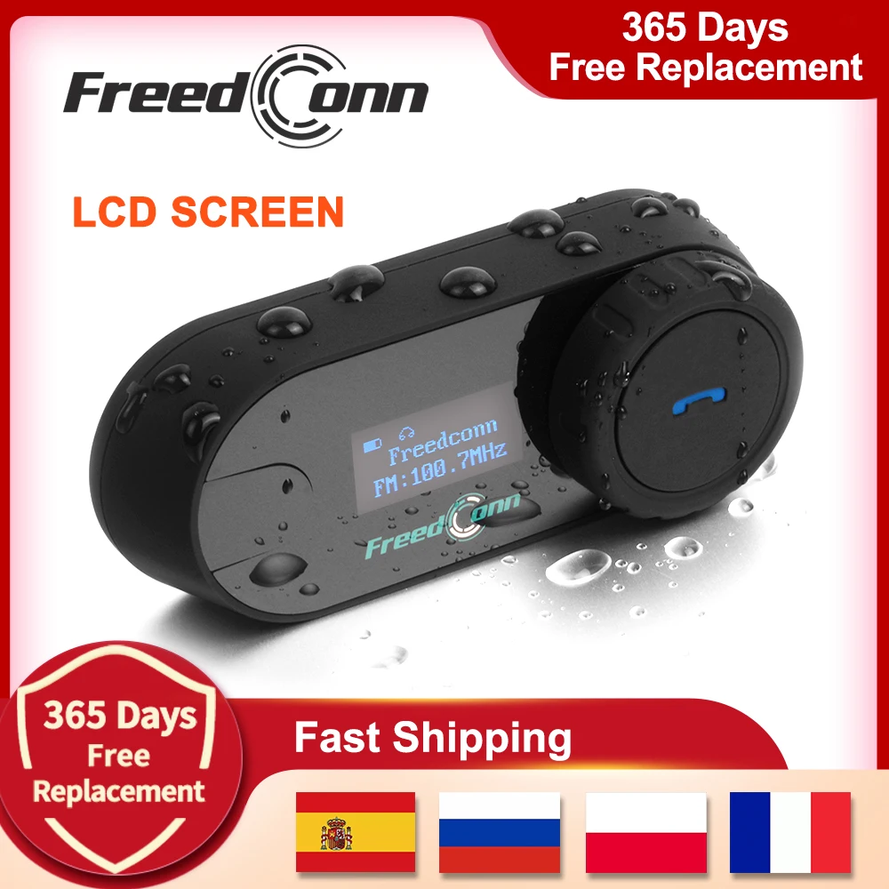 

Гарнитура для мотоциклетного шлема FreedConn T Com Sc Bluetooth BT 5,0, беспроводные групповые наушники, музыкальный FM радиопереключатель