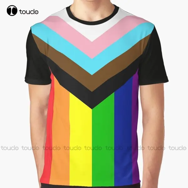 

Progressive Rainbow Flag Pride Graphic Lgbtq Lgbt Pride Flag T-Shirt Custom Aldult Teen Unisex Digital Printing Tee Shirts