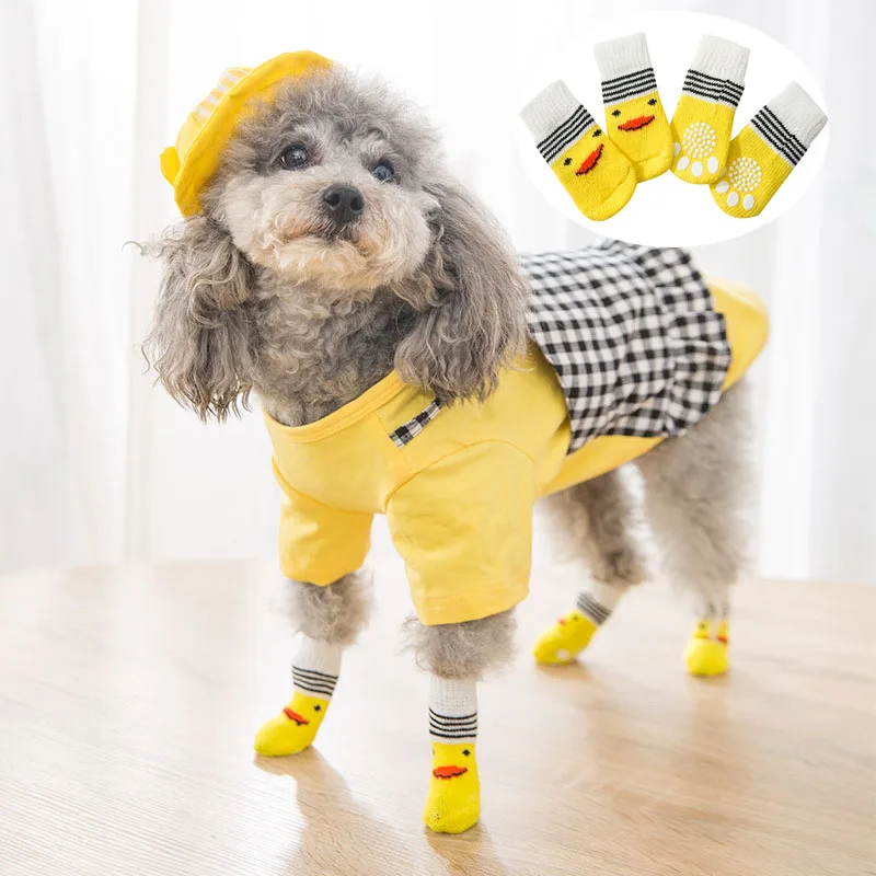 

Pet Dog Anti-Slip Socks Small Cat Dogs Knit Warm Socks Chihuahua Thick Paw Protector Dog Socks Booties Pet Accessories