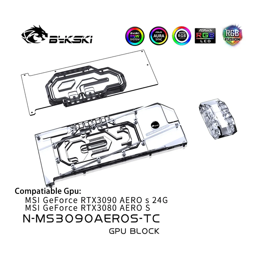 Блок водяного охлаждения Bykski для карты графического процессора MSI RTX 3080 3090 Aero