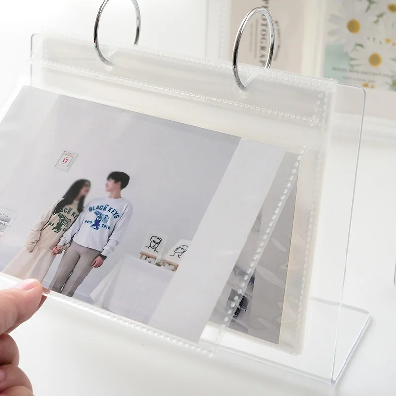 

Null BBA 5 Inch Desktop Photo Album Transparent Acrylic Star Postcard Collect Album Home Decor Polaroid Instax Loose Leaf Holds