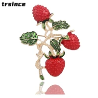 strawberry brooch pins for women enamel red charming fruits corsage cute girls party casual brooch pin gifts