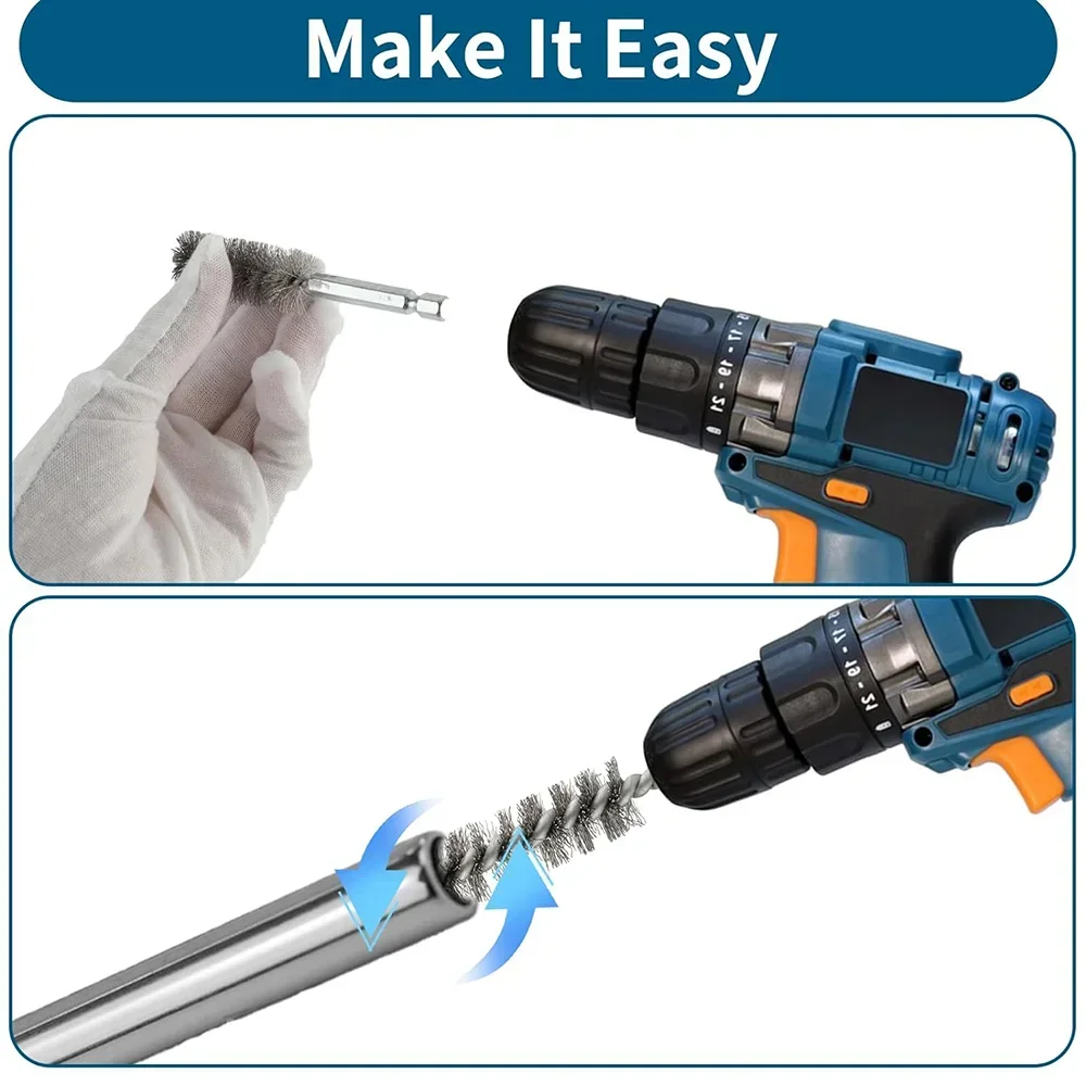 Набор Щеток Для Чистки из нержавеющей стали 6 шт. 1/4 дюйма шестигранная