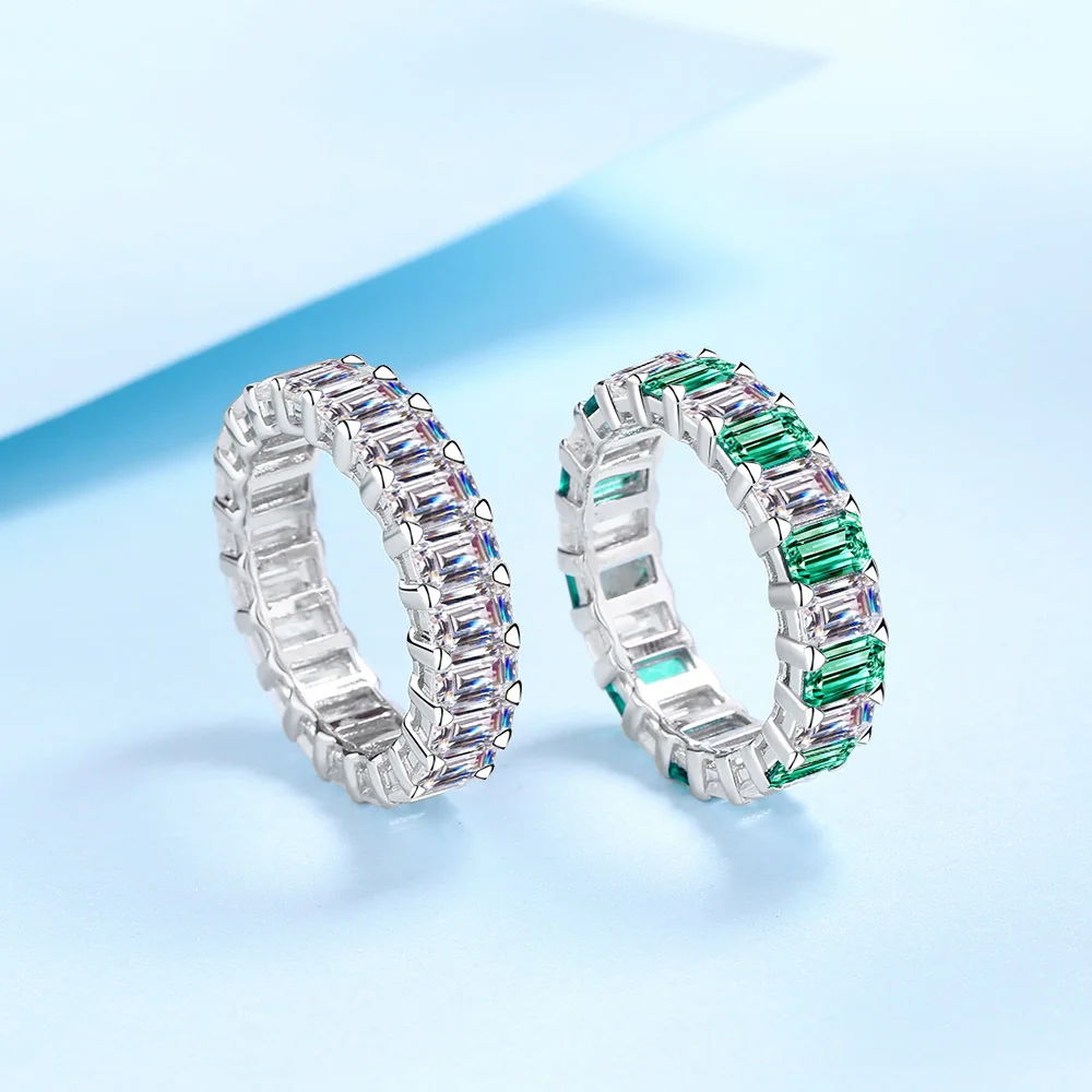 

WINWOSD Colorful 10.5-carat Certified Mossan Stone Full Diamond Ring Sterling Silver VVS1 Lab Diamond Premium Ring Women's Weddi