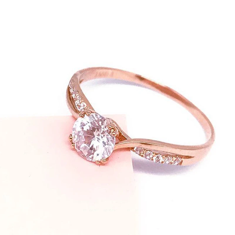 Женское кольцо из розового золота 585 пробы, с натуральным кристаллом