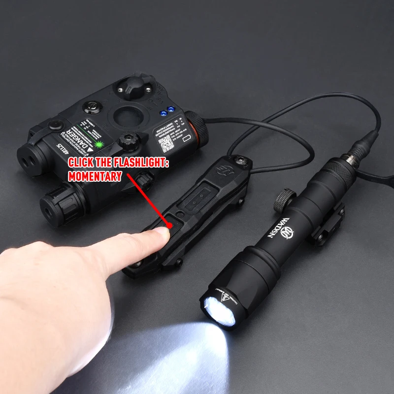 Тактический WADSN M600 страйкбольный флэш-светильник PEQ15 Красный Зеленый Синий ИК