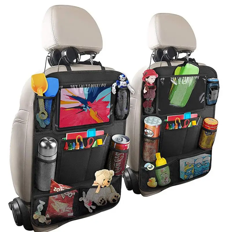 Car Back Seat Organizer Storage Bag with Foldable Table Tray Tablet Holder Tissue Box Auto Back Seat Bag Organizers Universal