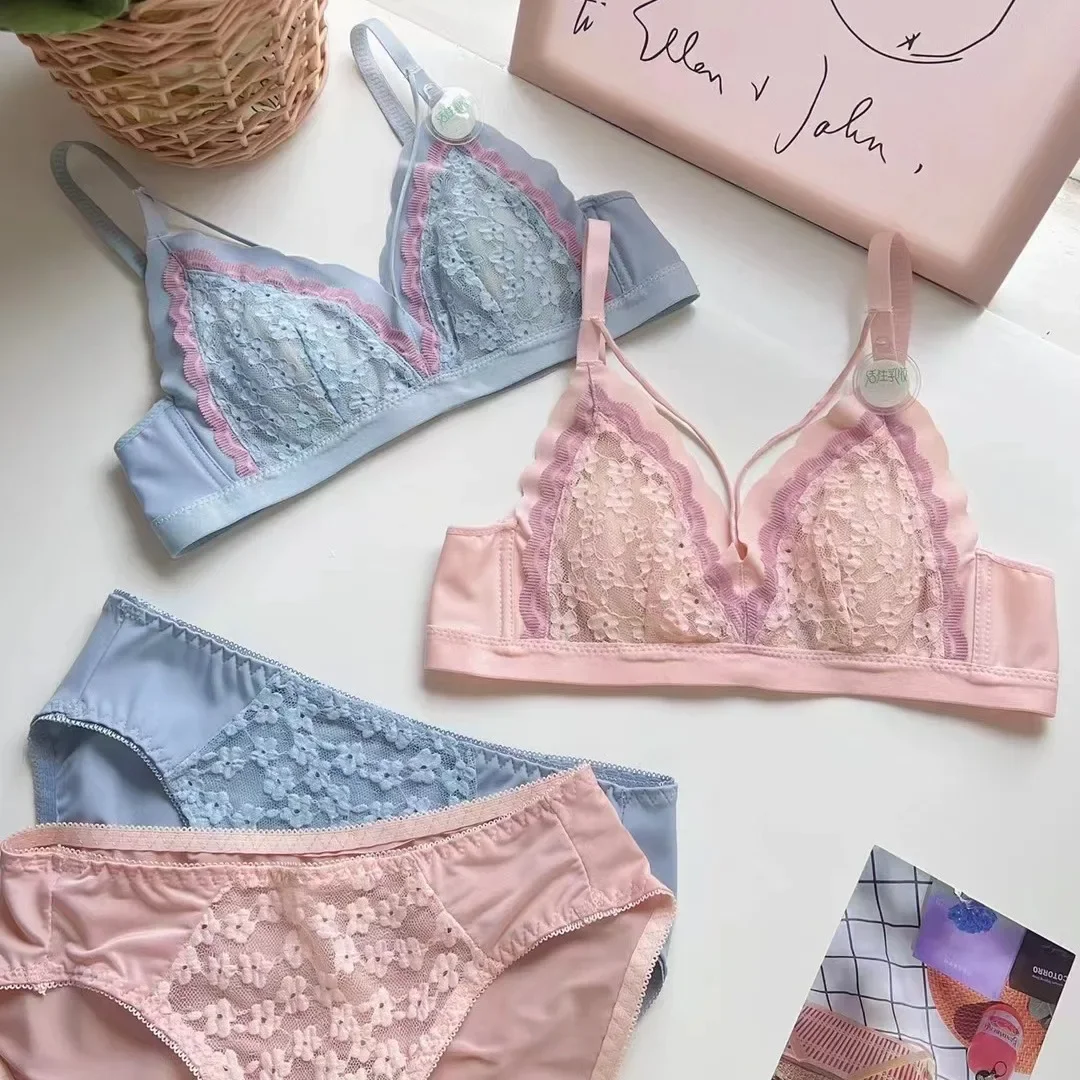 Оригинальное французское кружевное нижнее белье с треугольной чашкой женское