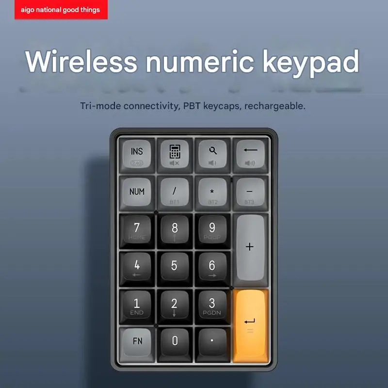Фото Беспроводная механическая клавиатура Aigo A18/N18ULTRA/N18MAX 2.4G с возможностью горячей замены, зарядкой и чувствительной цифровой клавиатурой-калькулятором. Отличный подарок. №2