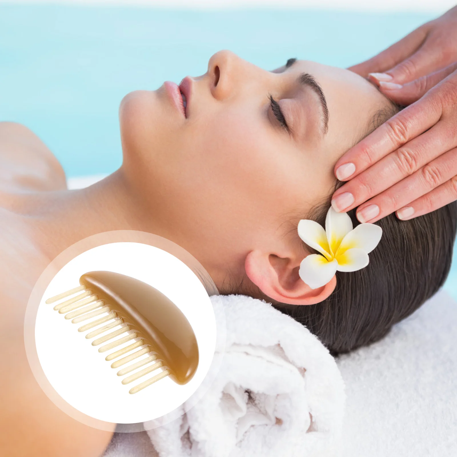 

Horn Massage Comb Scalp Care Sturdy Ox Combs Detangler Tools Head Massaging Women White Yak Portable