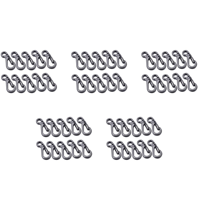 

50PCS/Mini Spring Backpack Clasps Climbing Carabiners EDC Keychain Camping Bottle Hooks Survival Gear - Grey