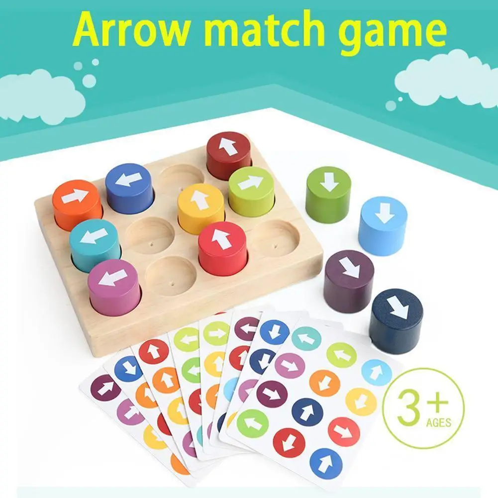 

Montessori Wooden Matching Game Puzzles Color Direction Recognition Educational Toys For Develop Kids Early Learning U9l2
