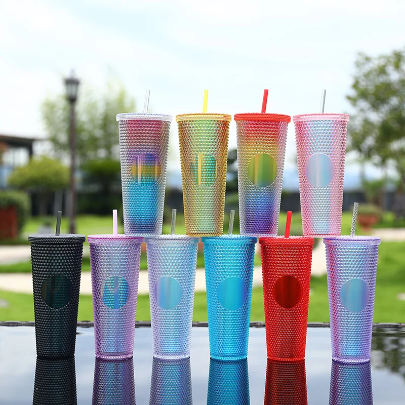 

Stud with the same hand-tie cup coffee double-layer plastic cup ins handy cup straw corn cup durian cup gobelet plastique cups