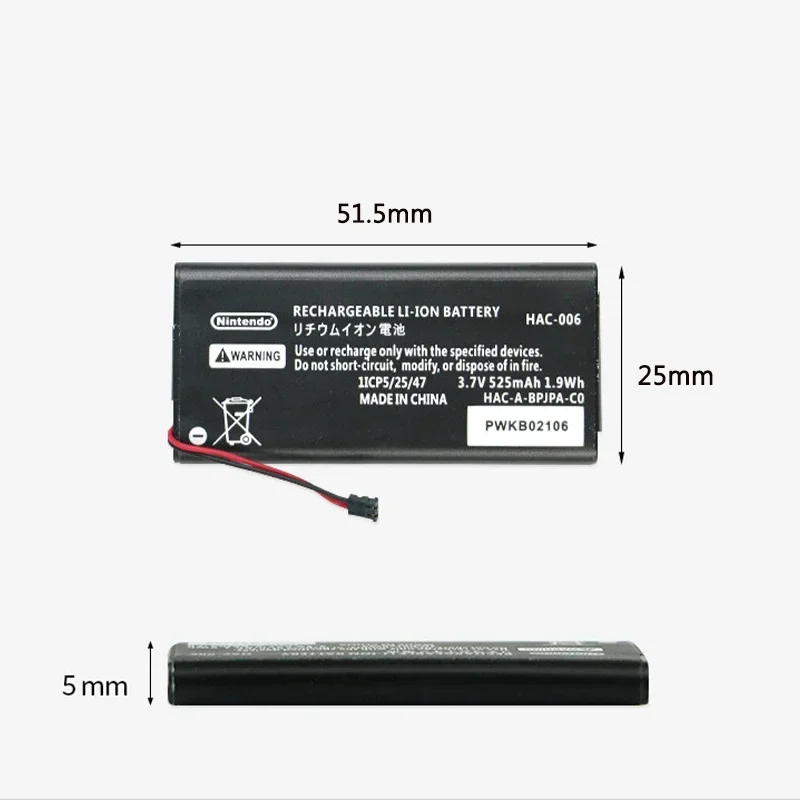 Фото Аккумулятор HAC-006 525 мАч для контроллеров Joy-Con Nintendo Switch, совместим с HAC-BPJPA-C0, HAC-015/016, аксессуары для Joy-Con №5