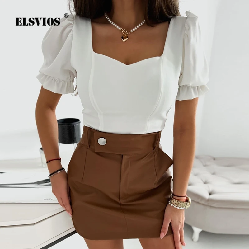 

Женская Повседневная Блузка с коротким рукавом и открытой спиной